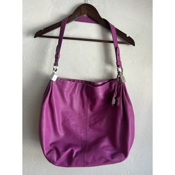 Cole Haan Handbags - Cole Haan Parker Hobo Cornelia Shoulder Bag Large Beet Pink Purple Leather Purse